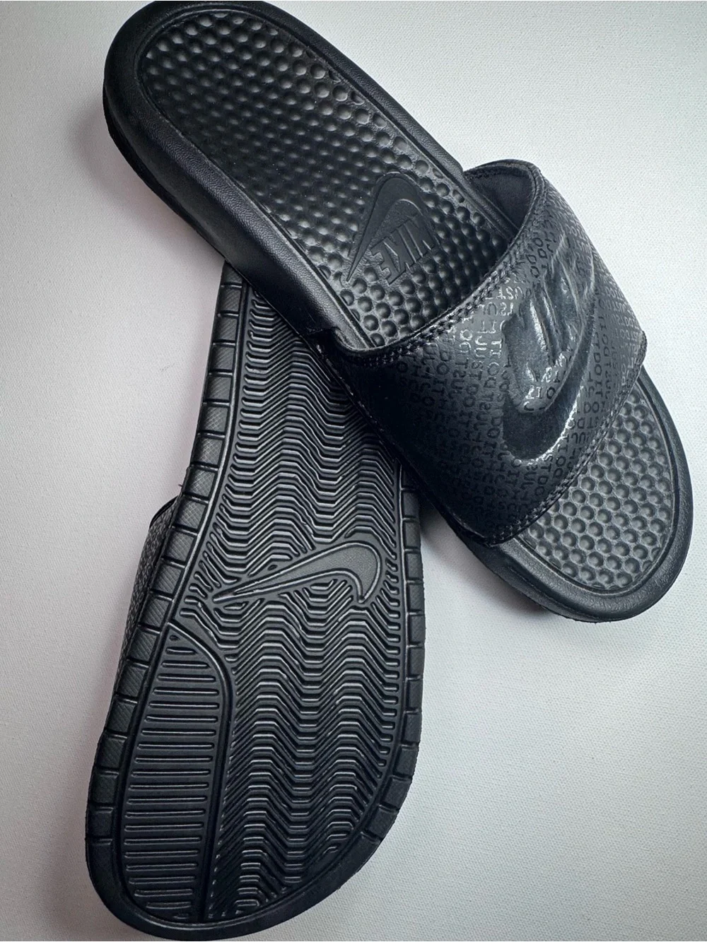 Nike Black Textured Logo Slide Sandals